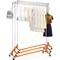 Rolling Z-Base Garment Rack with Single Hang Rail and Swivel Casters Stainless Steel Clothes Organizer